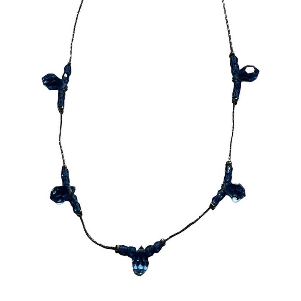 VINTAGE GIVENCHY BLUE CRYSTAL CHOKER NECKLACE SIL… - image 2