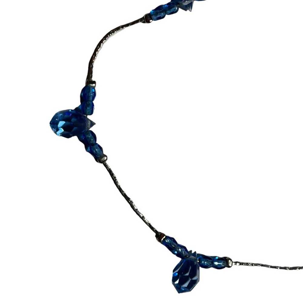 VINTAGE GIVENCHY BLUE CRYSTAL CHOKER NECKLACE SIL… - image 3