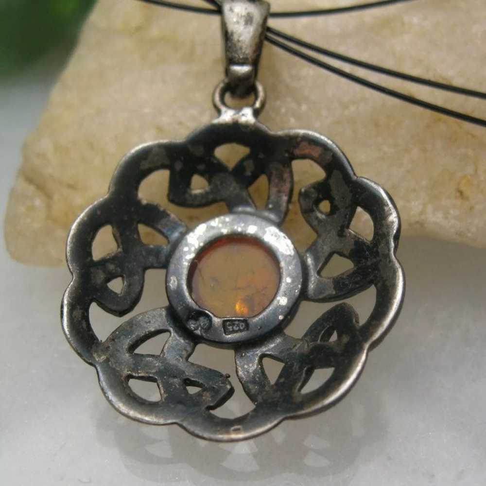 VINTAGE OLD CELTIC AMBER PENDANT NECKLACE - image 9