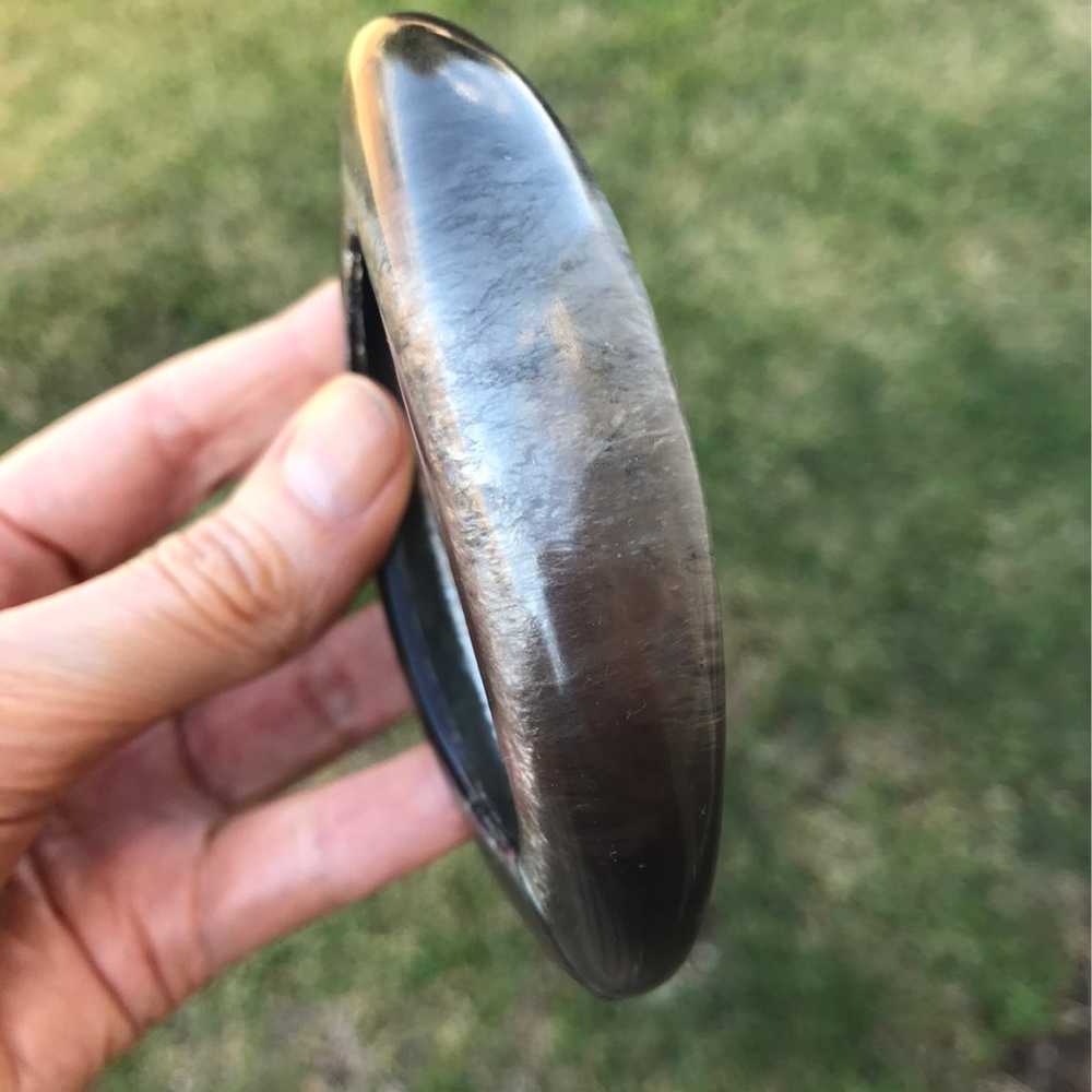 Vintage Grey Silver Plexiglass Stretchy Bangle Br… - image 2