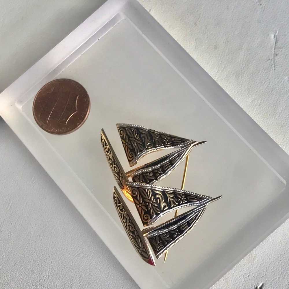 Vintage Toledo Damascene Sailing Boats Gold Tone … - image 6