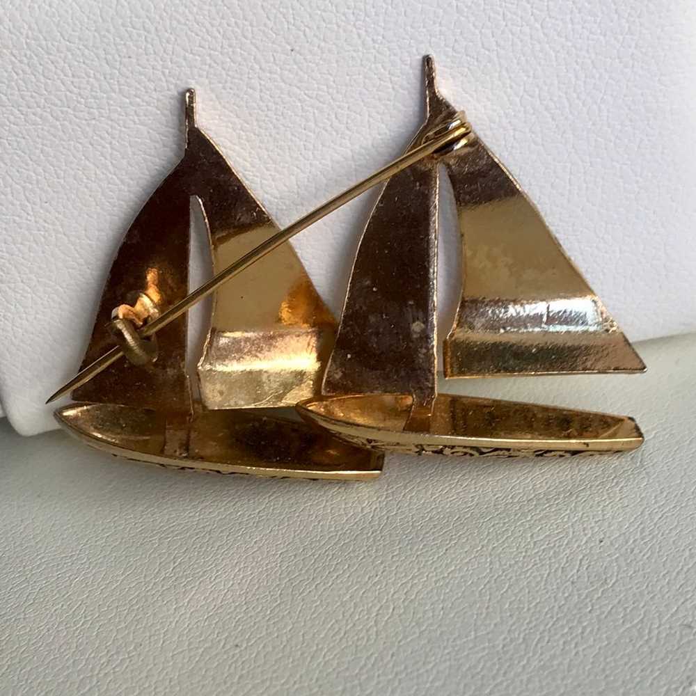 Vintage Toledo Damascene Sailing Boats Gold Tone … - image 7