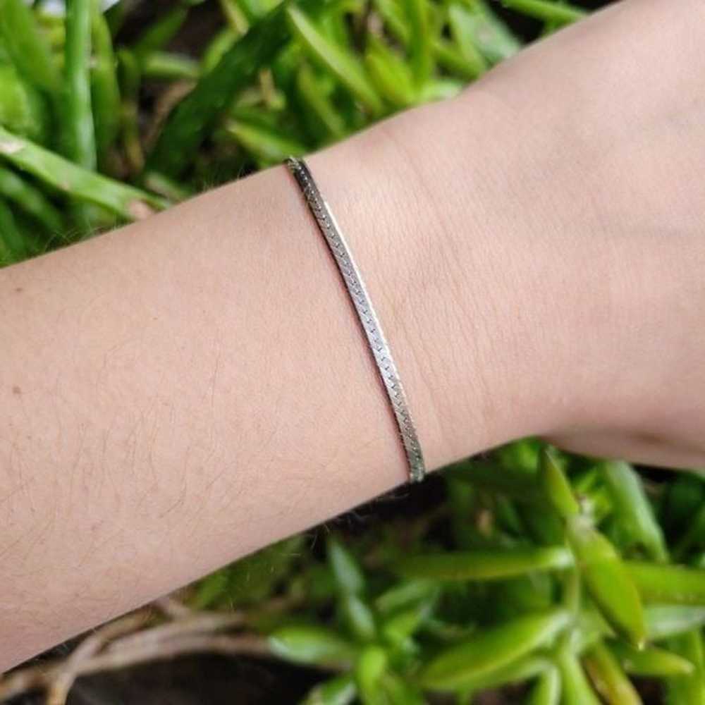 Vintage 925 Sterling Silver Herringbone Bracelet - image 4