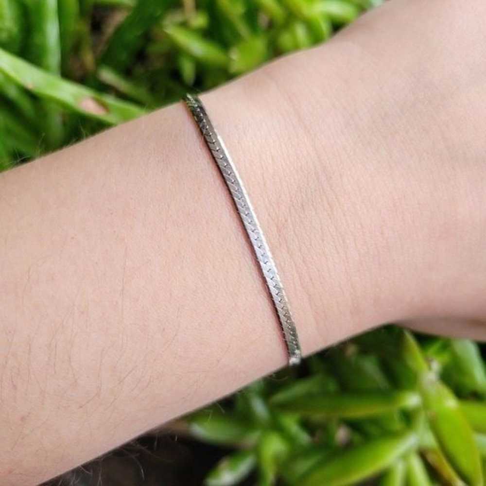 Vintage 925 Sterling Silver Herringbone Bracelet - image 5