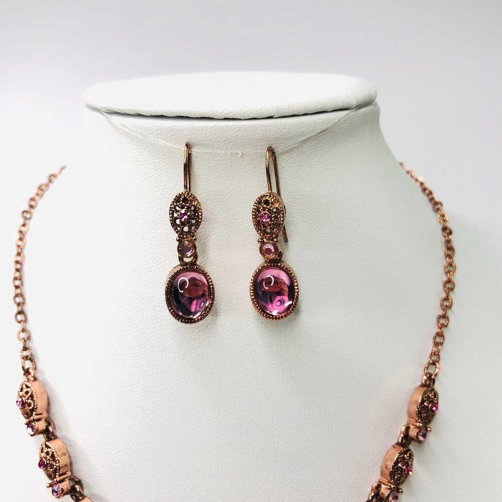 Vintage AVON Pink Y-drop Necklace & Earrings Set … - image 3