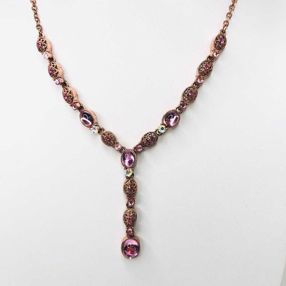 Vintage AVON Pink Y-drop Necklace & Earrings Set … - image 5