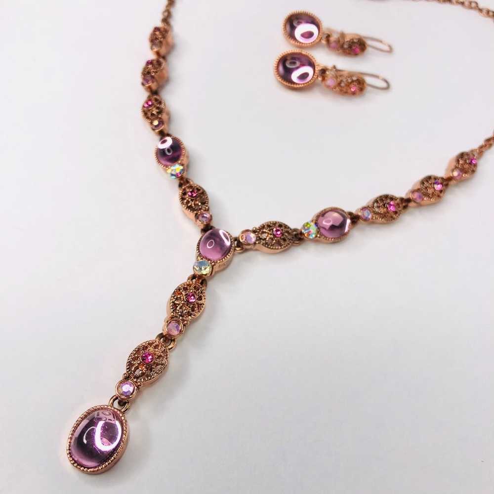 Vintage AVON Pink Y-drop Necklace & Earrings Set … - image 8