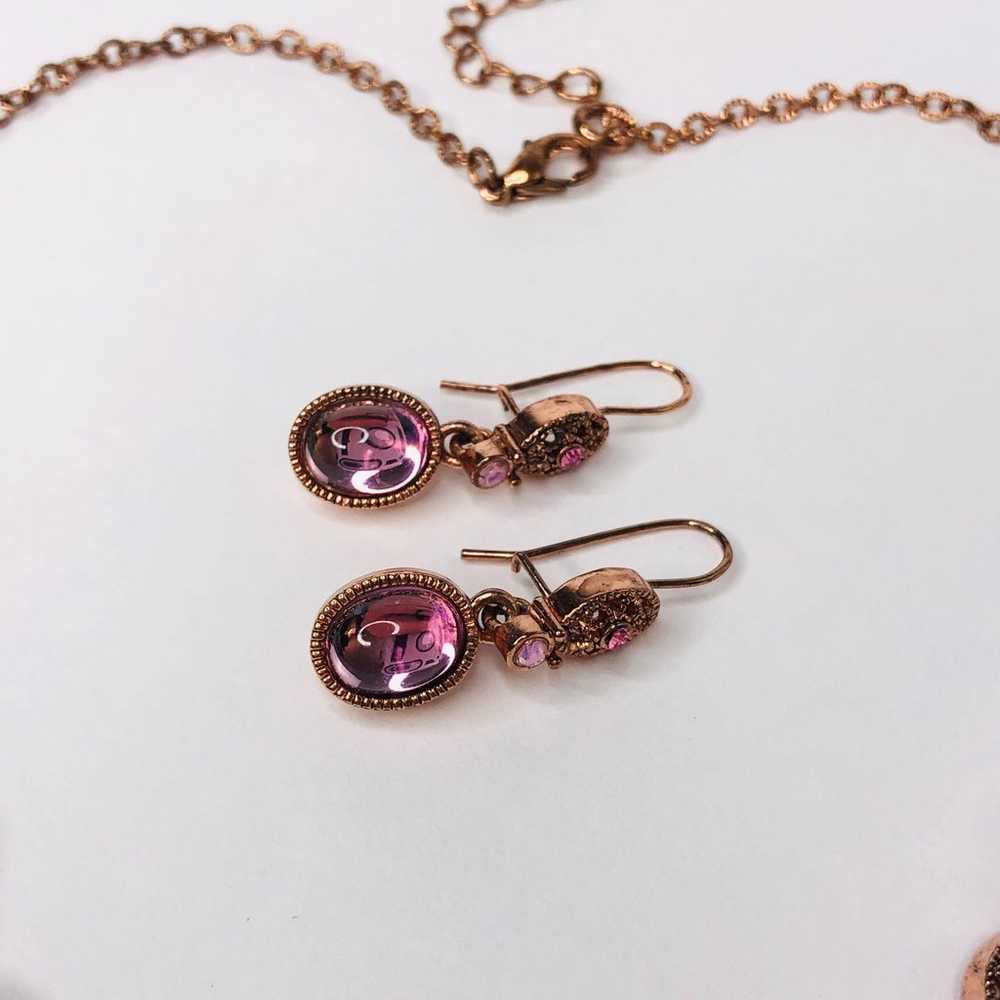 Vintage AVON Pink Y-drop Necklace & Earrings Set … - image 9