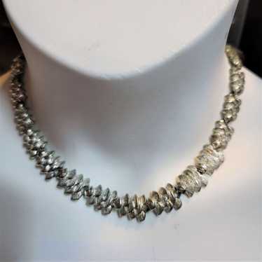 CORO SILVER TONE CHOKER NECKLACE CIRCA 1940S-1950S - image 1