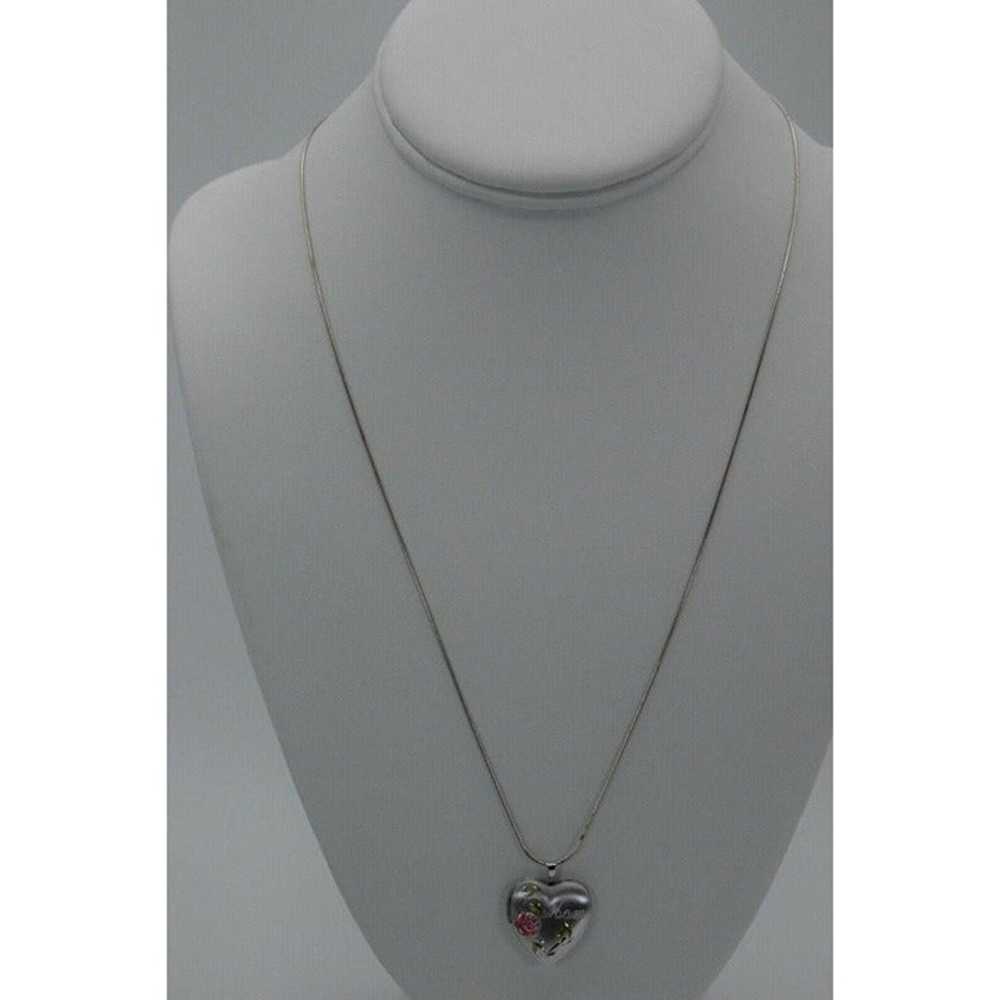 Mom Heart Shaped Rose Locket Solid Sterling Silve… - image 4