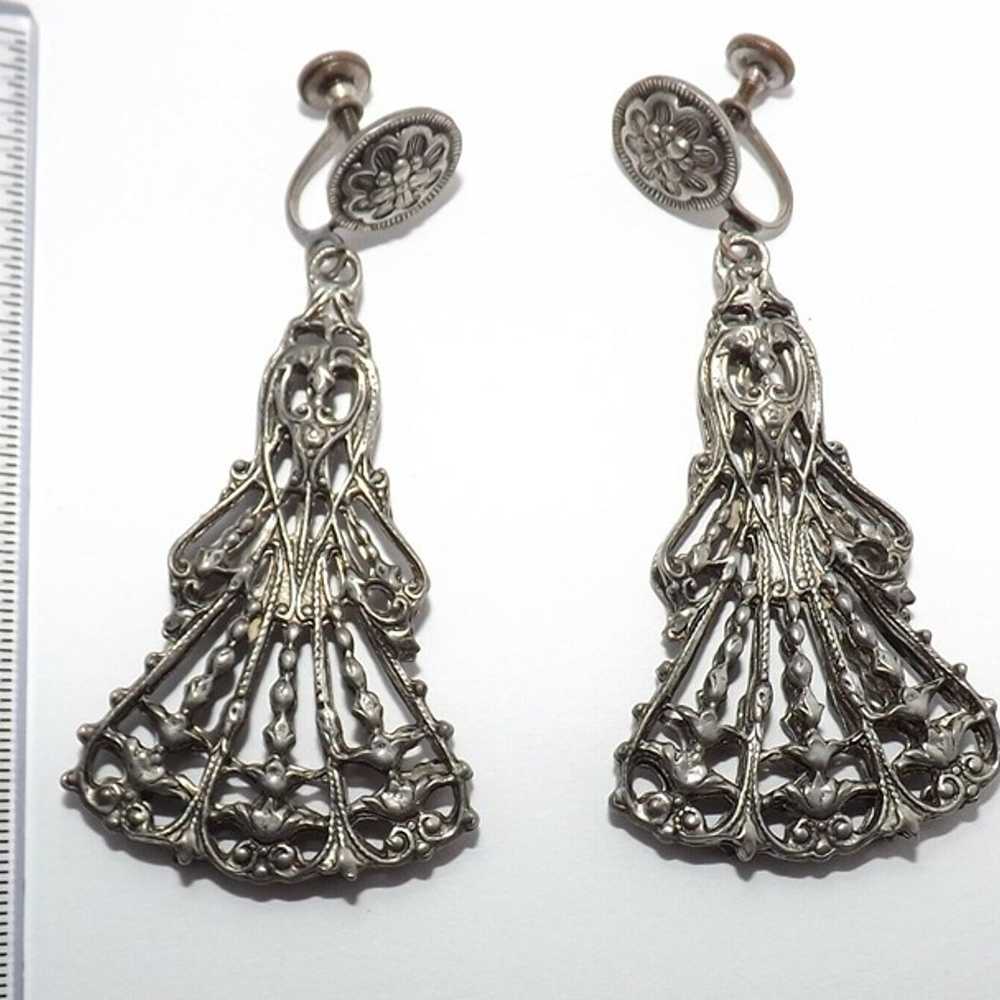 Vintage Victorian Silver tone Intricate Ornate Ch… - image 2