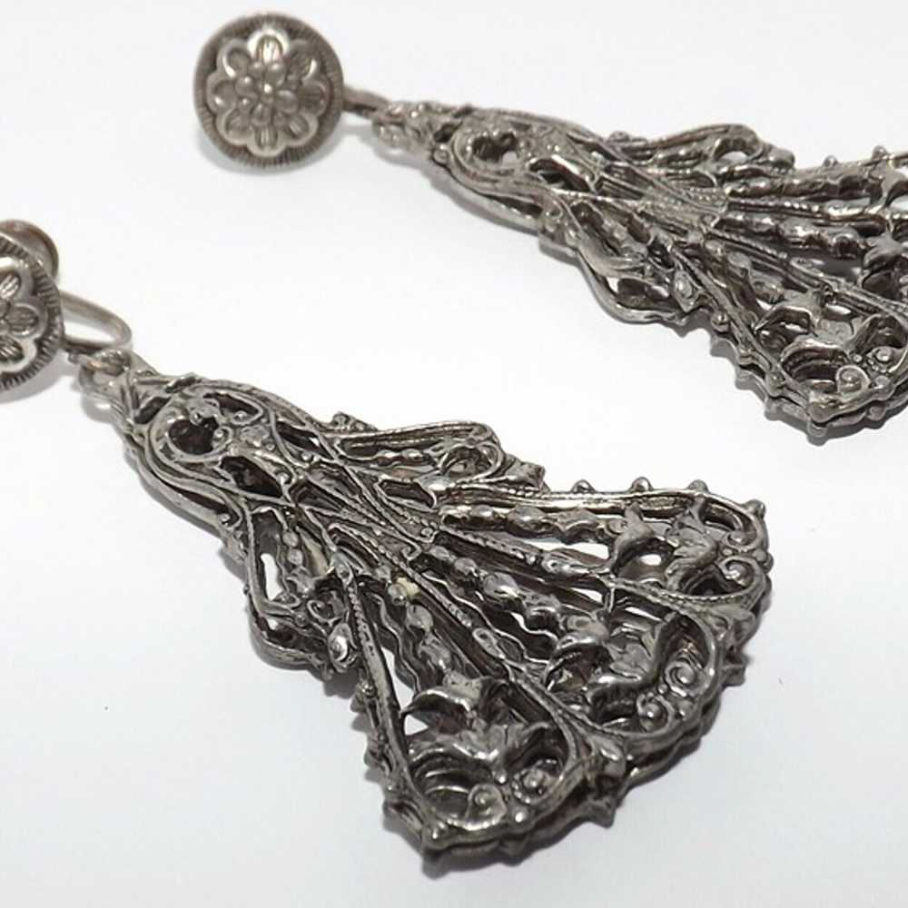 Vintage Victorian Silver tone Intricate Ornate Ch… - image 3