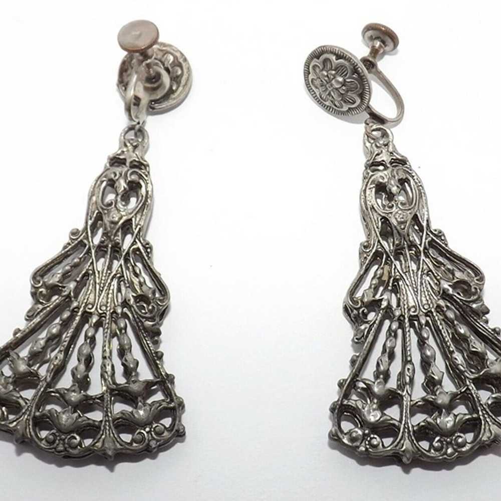 Vintage Victorian Silver tone Intricate Ornate Ch… - image 6