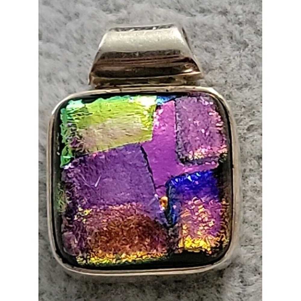 Sterling Silver 925 Dichroic Art Glass Fused Pend… - image 2