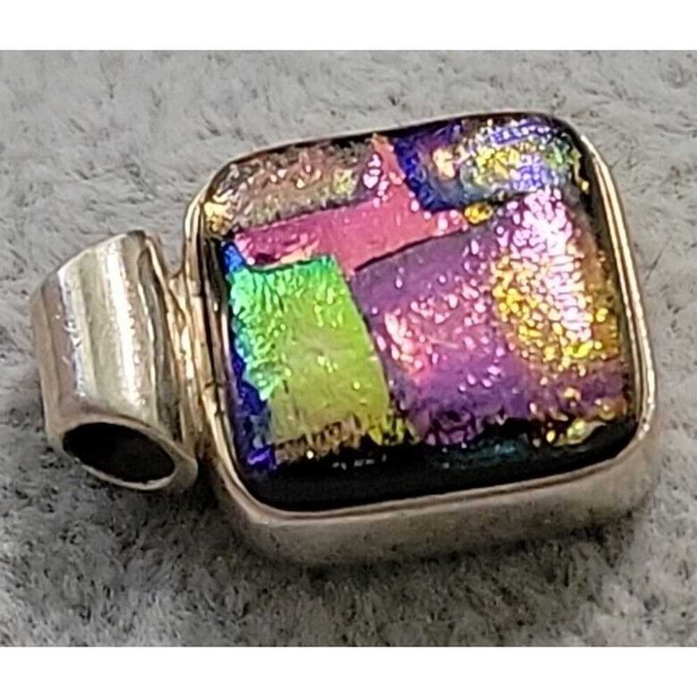 Sterling Silver 925 Dichroic Art Glass Fused Pend… - image 3