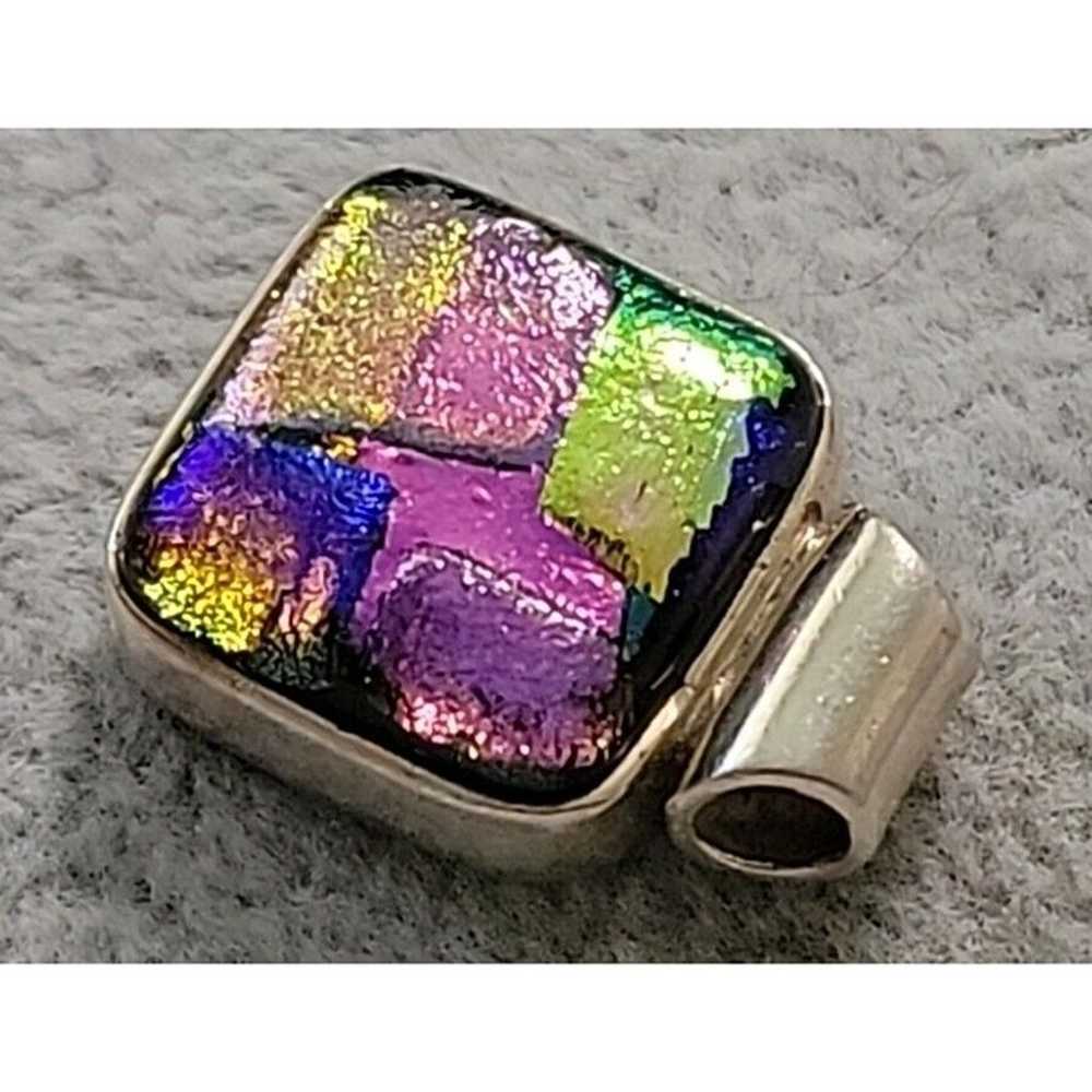 Sterling Silver 925 Dichroic Art Glass Fused Pend… - image 4