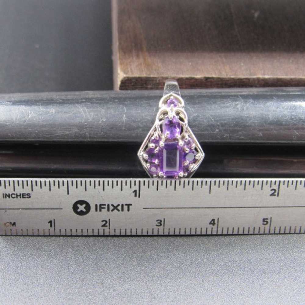 Size 8 Sterling Silver Fancy Many Amethyst Gem Ba… - image 7