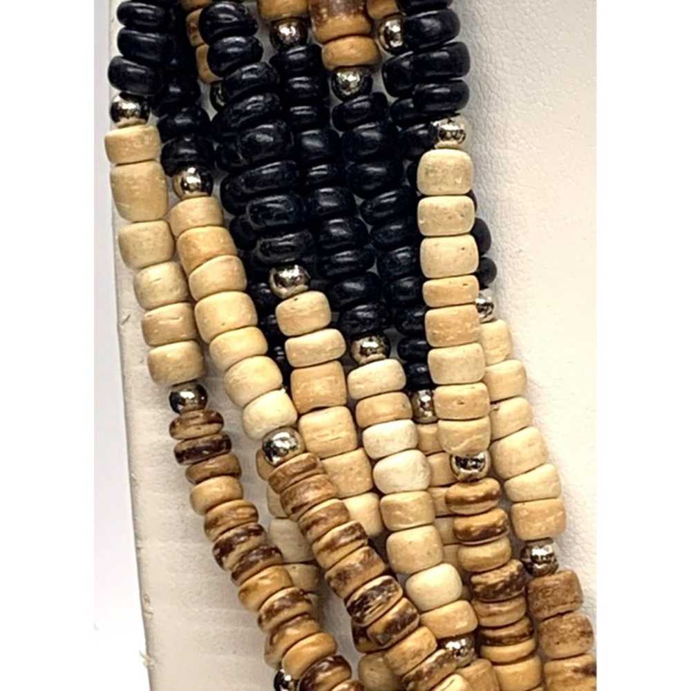 Necklace Beaded Tribal Boho Black Beige Brown Eig… - image 3