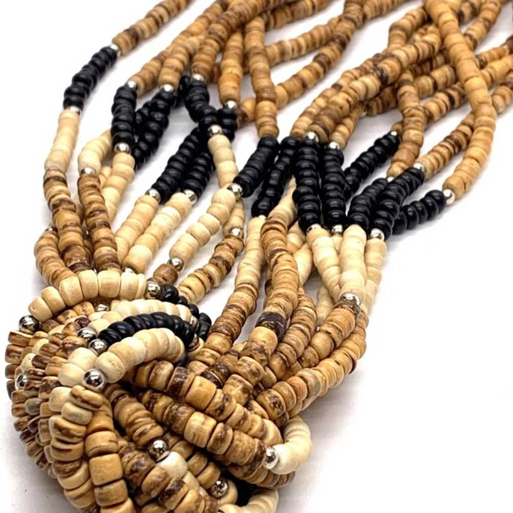 Necklace Beaded Tribal Boho Black Beige Brown Eig… - image 5