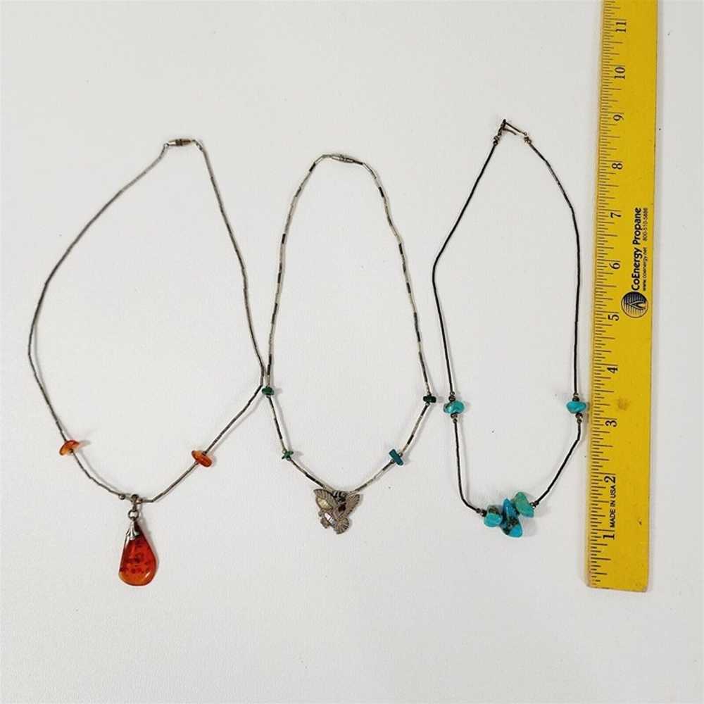 3 Vintage Liquid Sterling Beaded Necklaces Turquo… - image 7