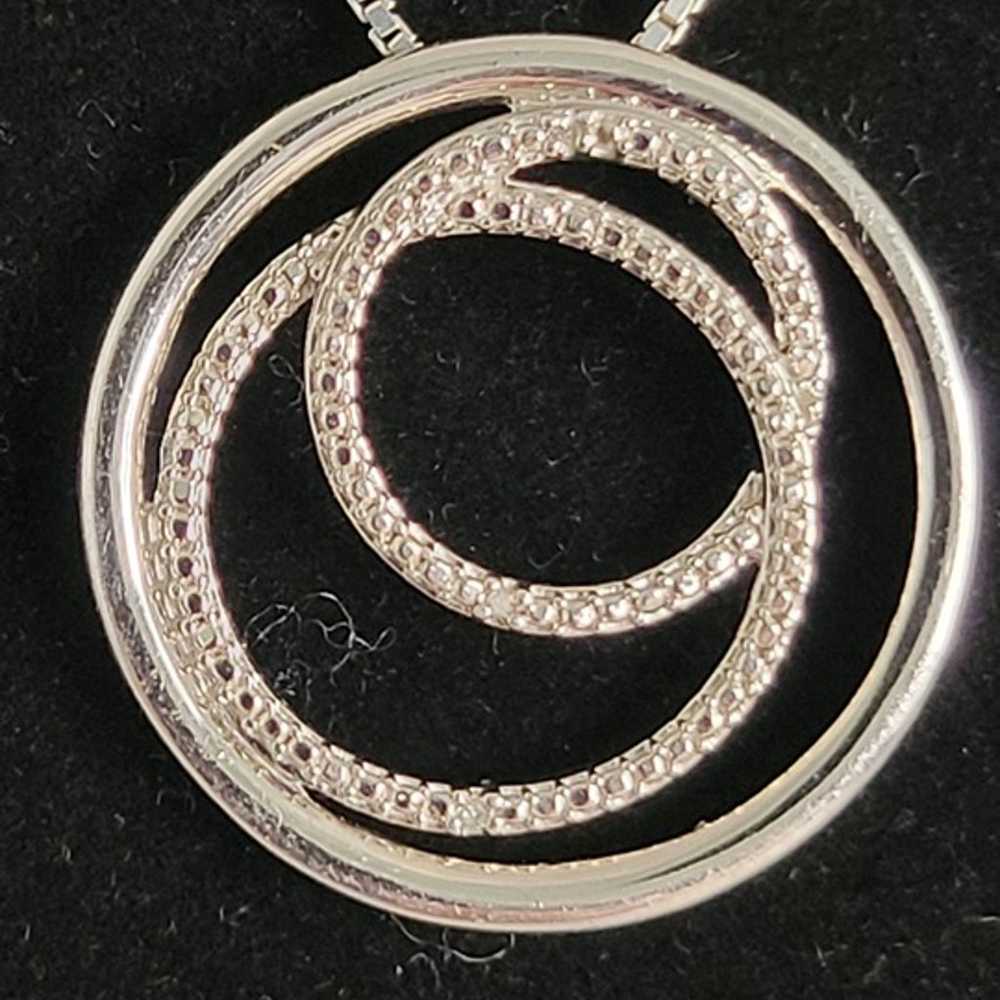 Vintage JWSR Circle of Life Pendant Diamond 925 S… - image 2