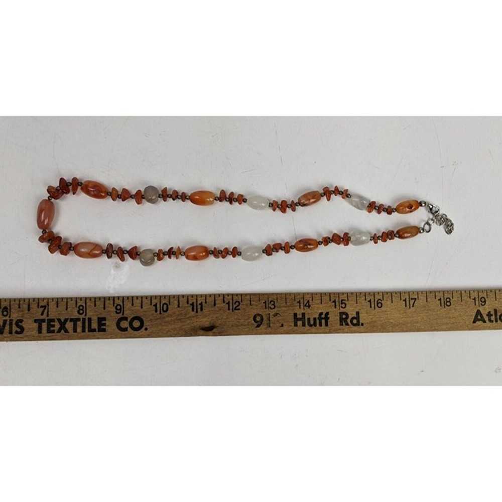 Vintage Beaded Stone Necklace Unmarked - image 3