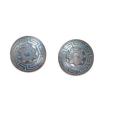 Freirich Blue Enamel Silver Tone Clip On Earrings