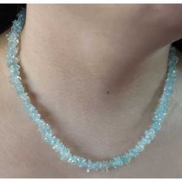 Vintage Blue Topaz Chip Necklace 17" Beautiful!