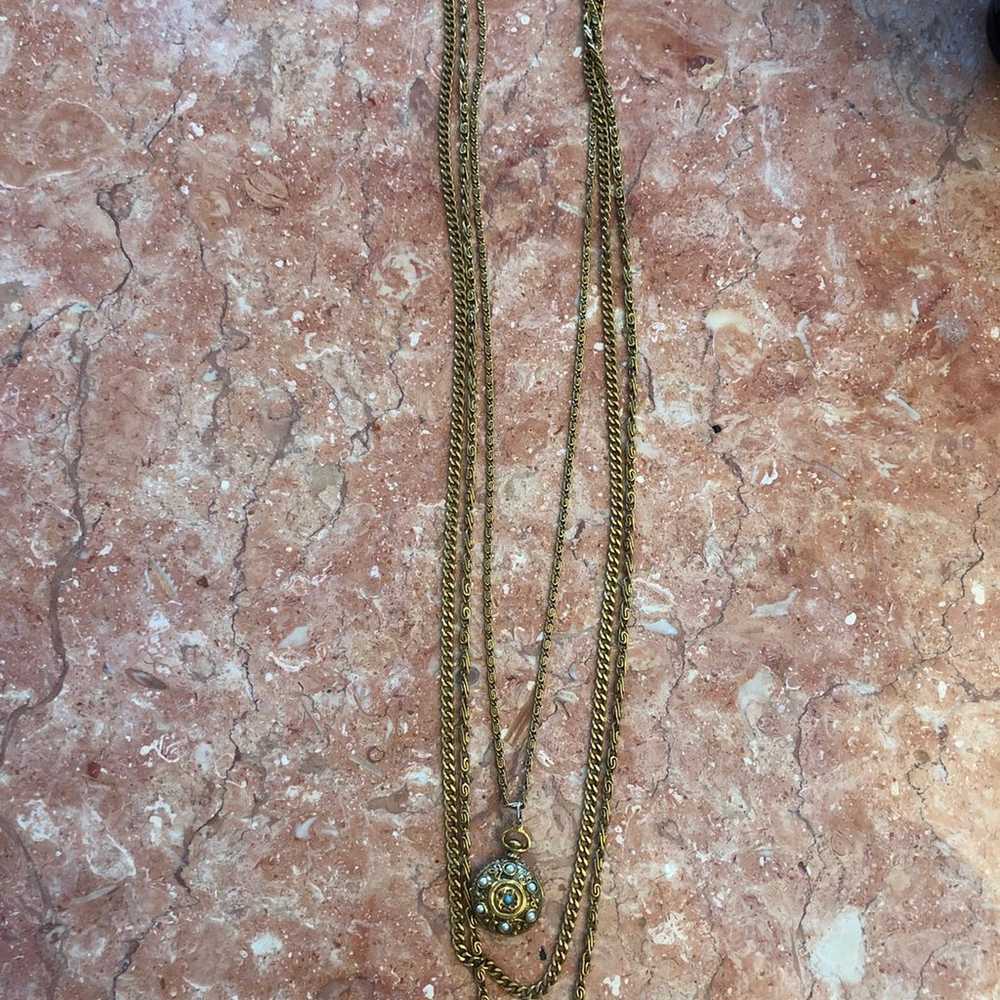 vintage goldette triple strand necklace - image 1