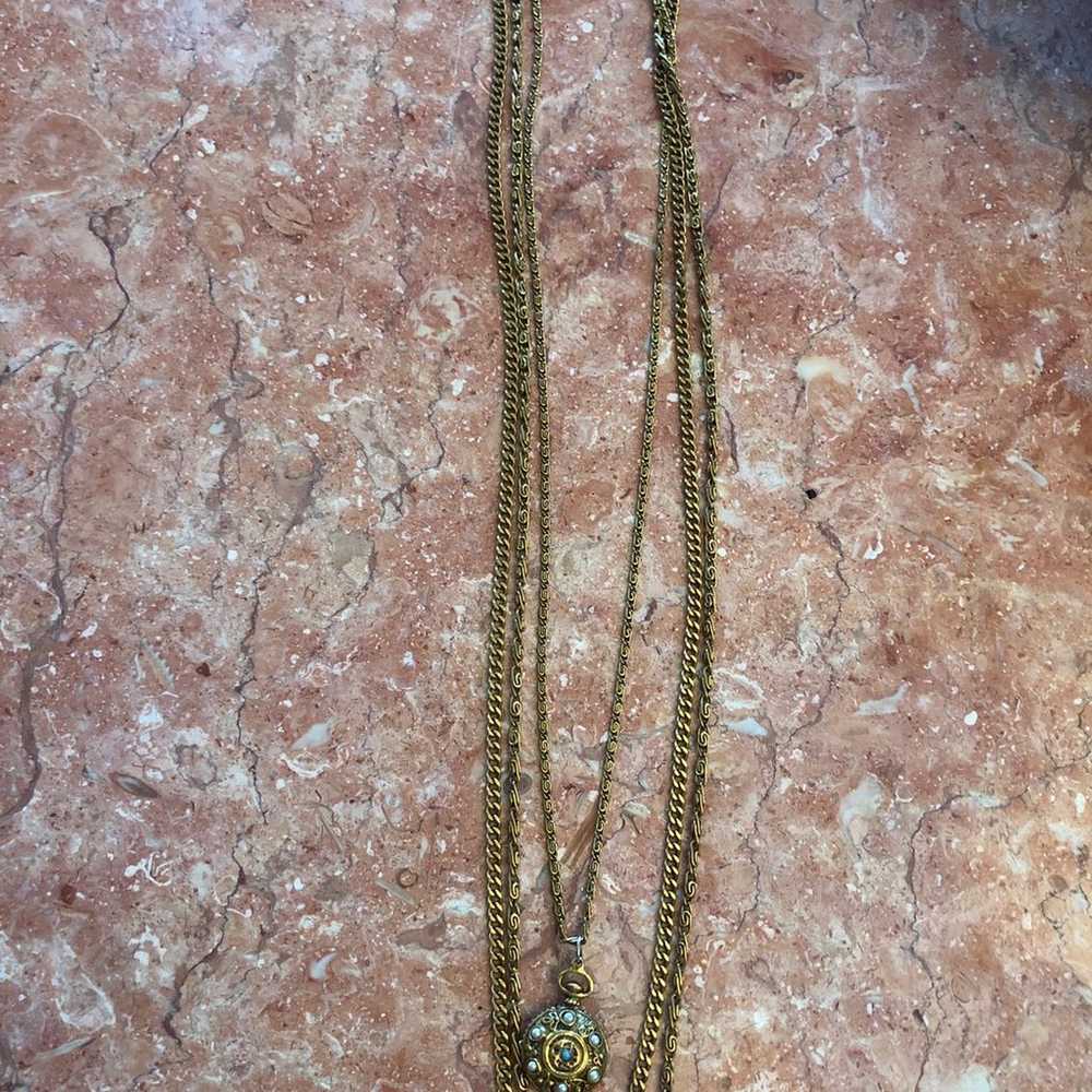 vintage goldette triple strand necklace - image 2