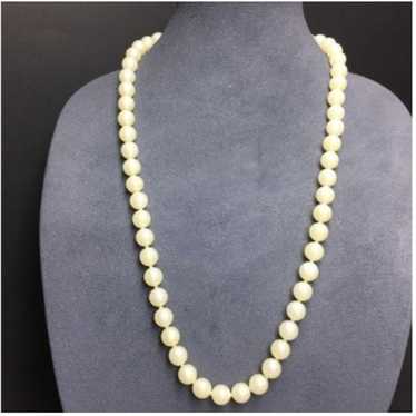 VTG Pop Bead Necklace White Pearl Adjustable Retro