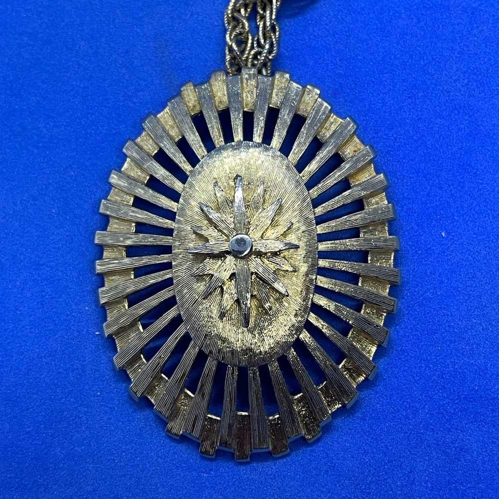 Vintage Monet Atomic Sunburst Pendant on Chain - image 1