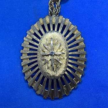 Vintage Monet Atomic Sunburst Pendant on Chain - image 1