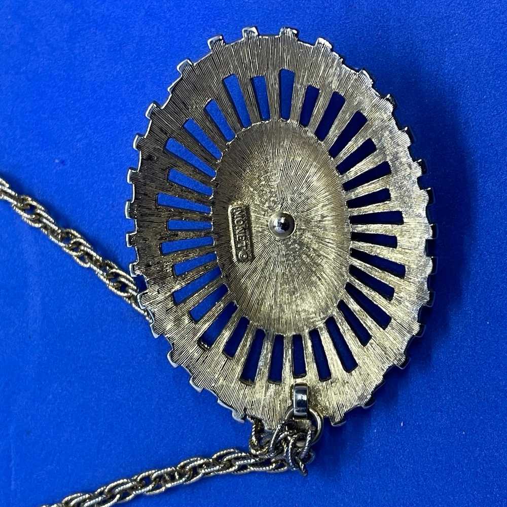 Vintage Monet Atomic Sunburst Pendant on Chain - image 2