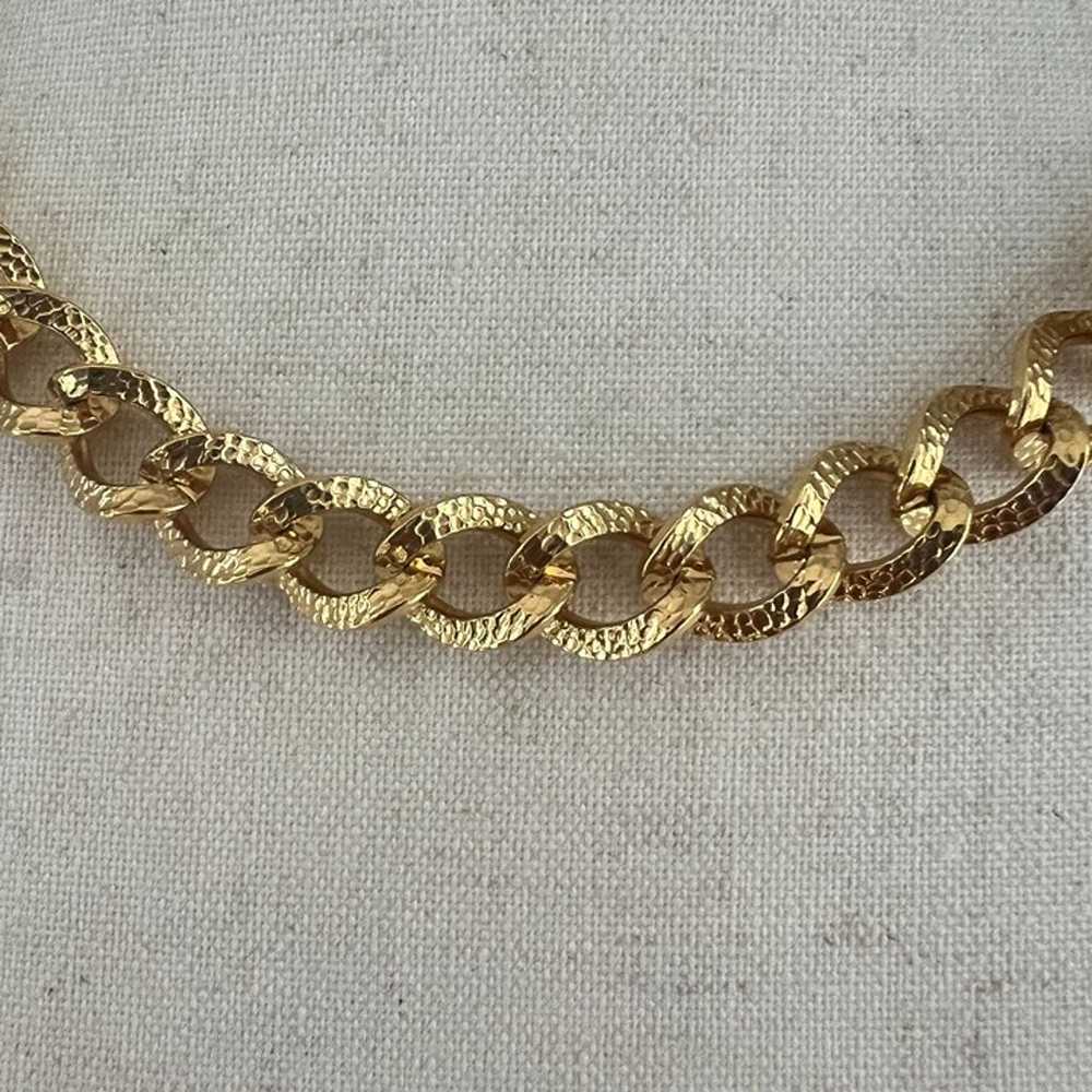 Vintage Monet Textured Gold Tone Link Chain Colla… - image 2