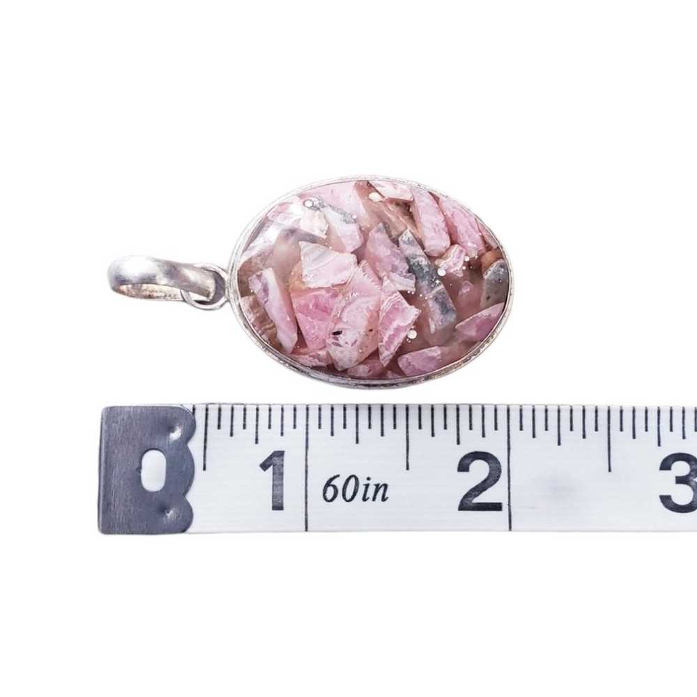 Vintage Sterling Silver Pink Agate Pendant - image 4