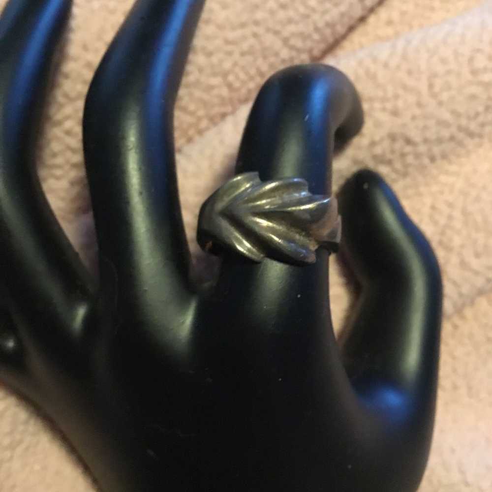 Vintage solid sterling silver abstract ring - image 1