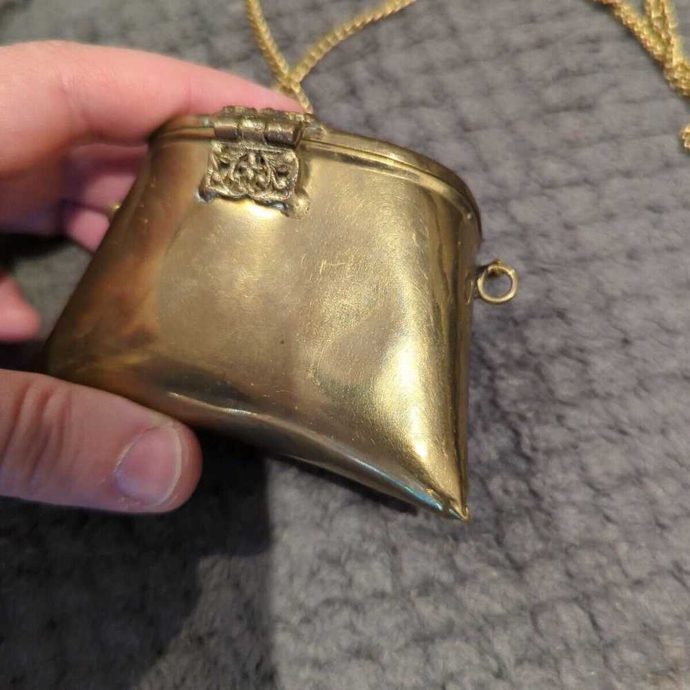 Vintage 1970's Retro Brass Miniature Pillow Purse… - image 3