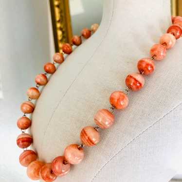 Vintage Orange White offers Marbled Bead Necklace Clip On Earrings Set Lucite Swirl