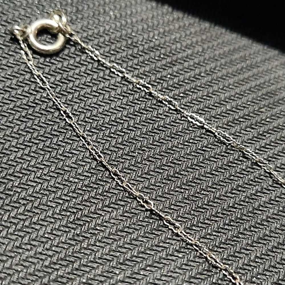 Sterling Silver Hematite vintage fixed chain neck… - image 2