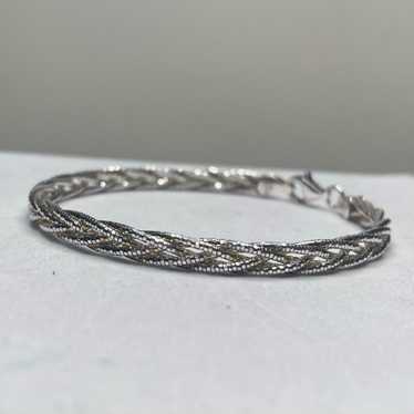 VINTAGE WOVEN CHAIN BRACELET 7" ITALY - image 1