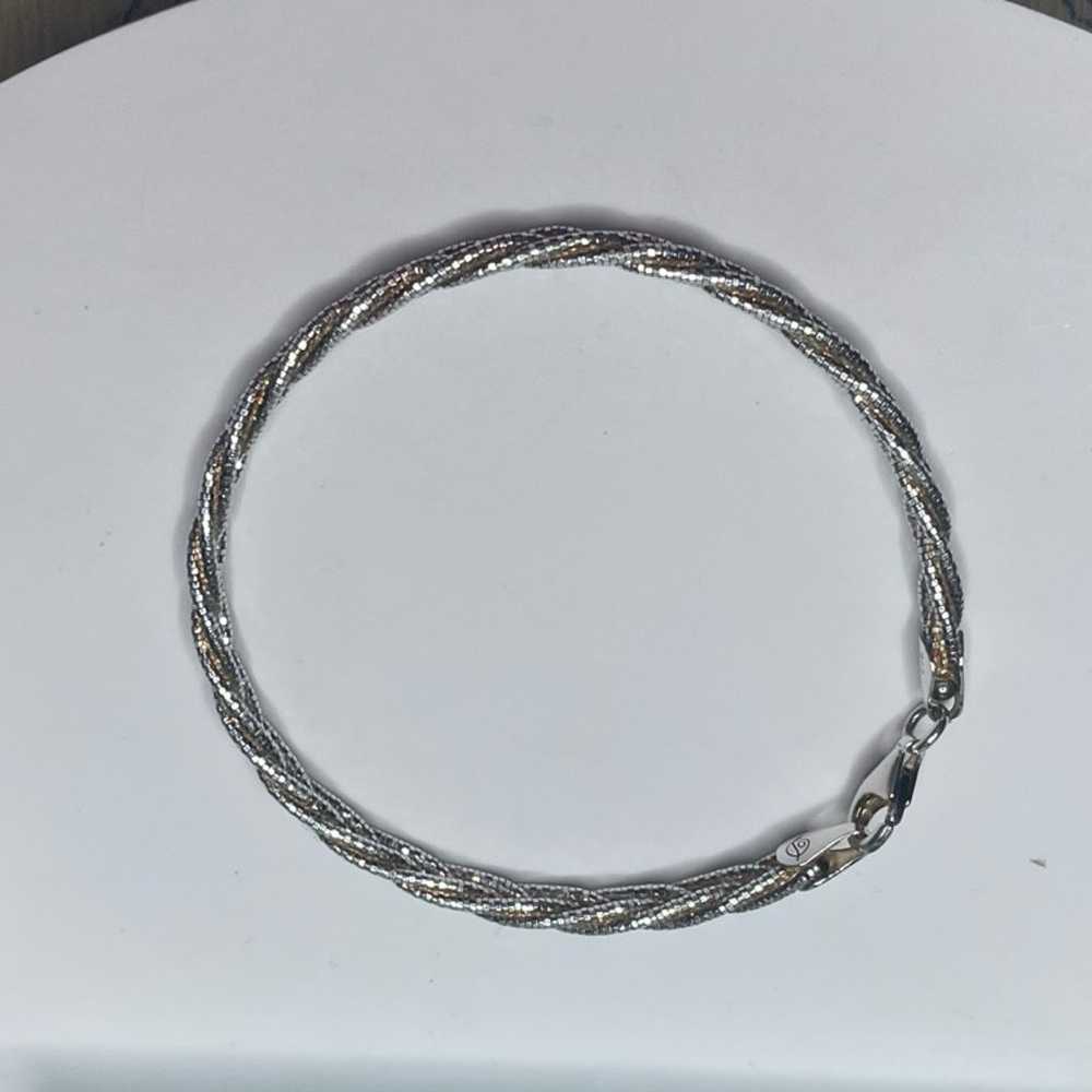 VINTAGE WOVEN CHAIN BRACELET 7" ITALY - image 2