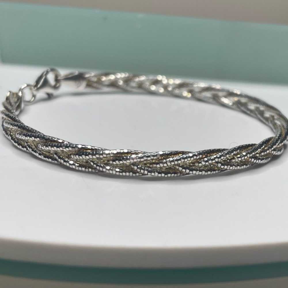 VINTAGE WOVEN CHAIN BRACELET 7" ITALY - image 4