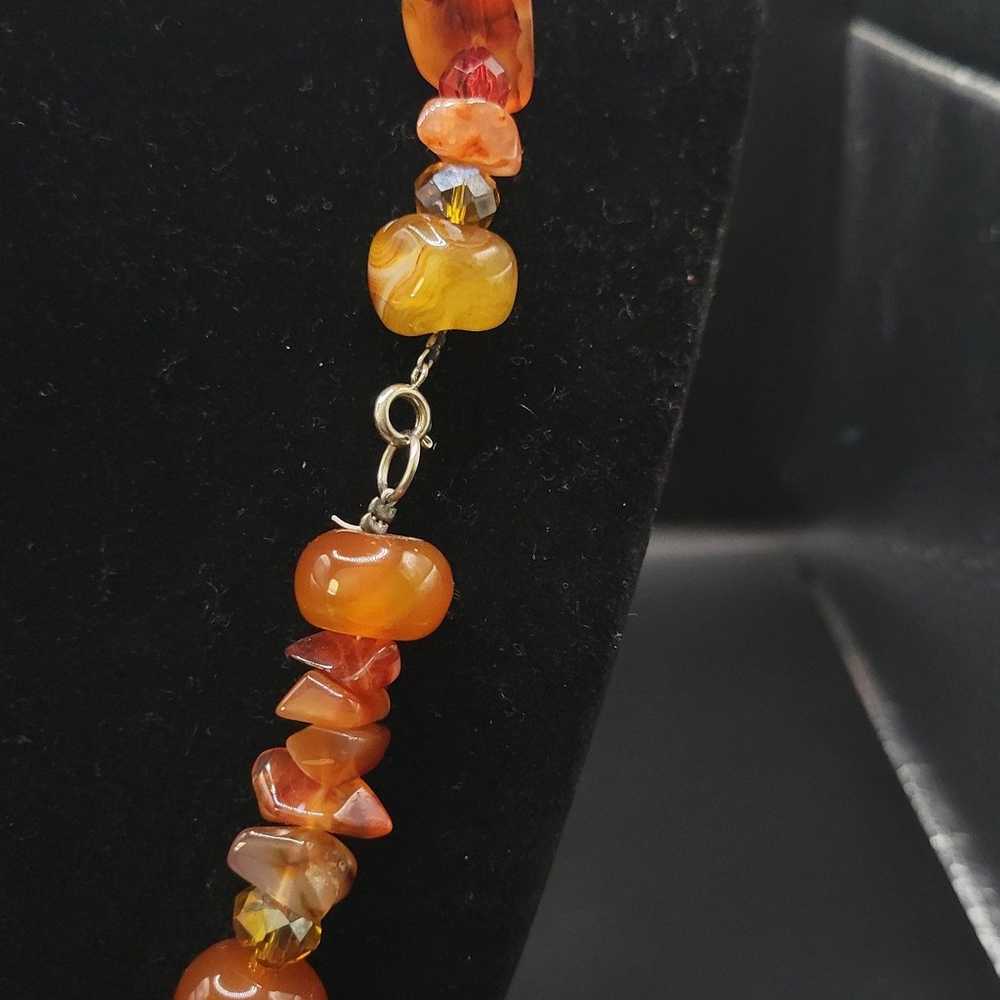 Vintage Carnelian and orange glass Heavy Long nec… - image 10