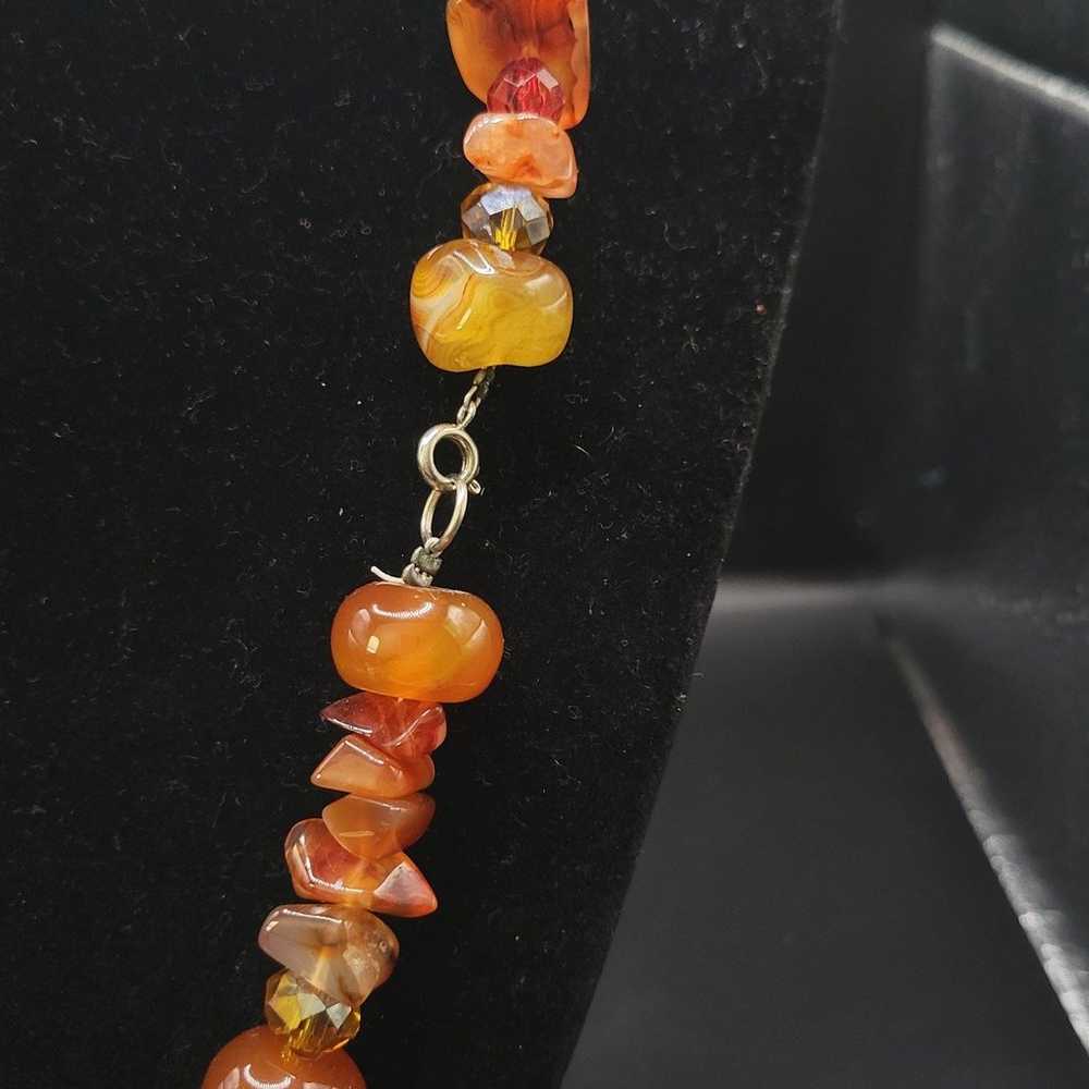 Vintage Carnelian and orange glass Heavy Long nec… - image 11