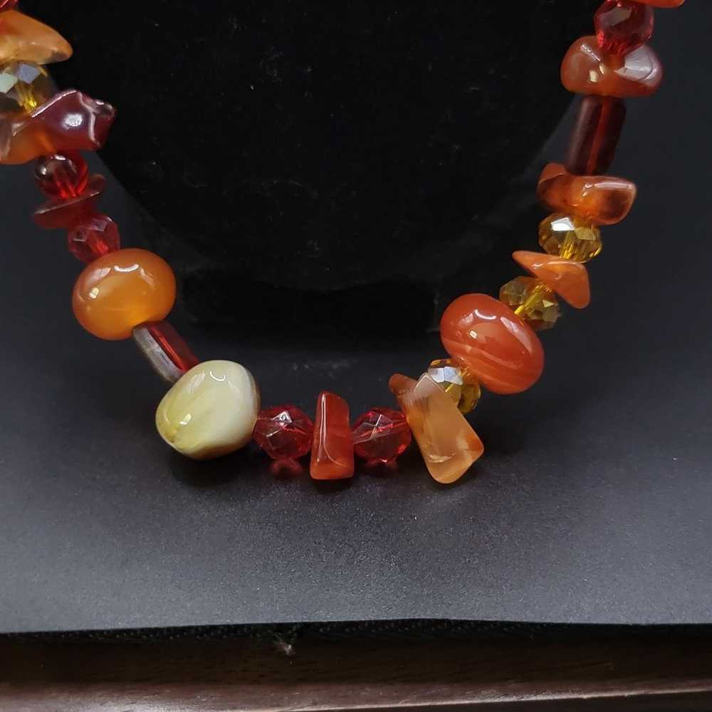 Vintage Carnelian and orange glass Heavy Long nec… - image 7