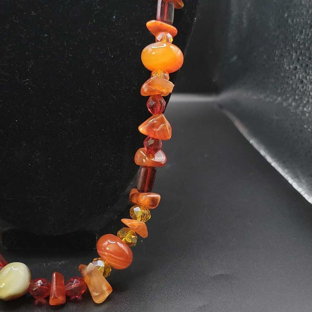 Vintage Carnelian and orange glass Heavy Long nec… - image 9