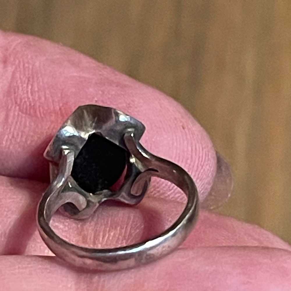 Sterling silver and Hematite flower ring - image 10