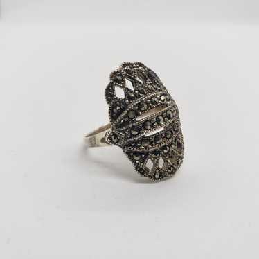 Vintage .925 Sterling Silver & Marcasite Swiss Pa… - image 1