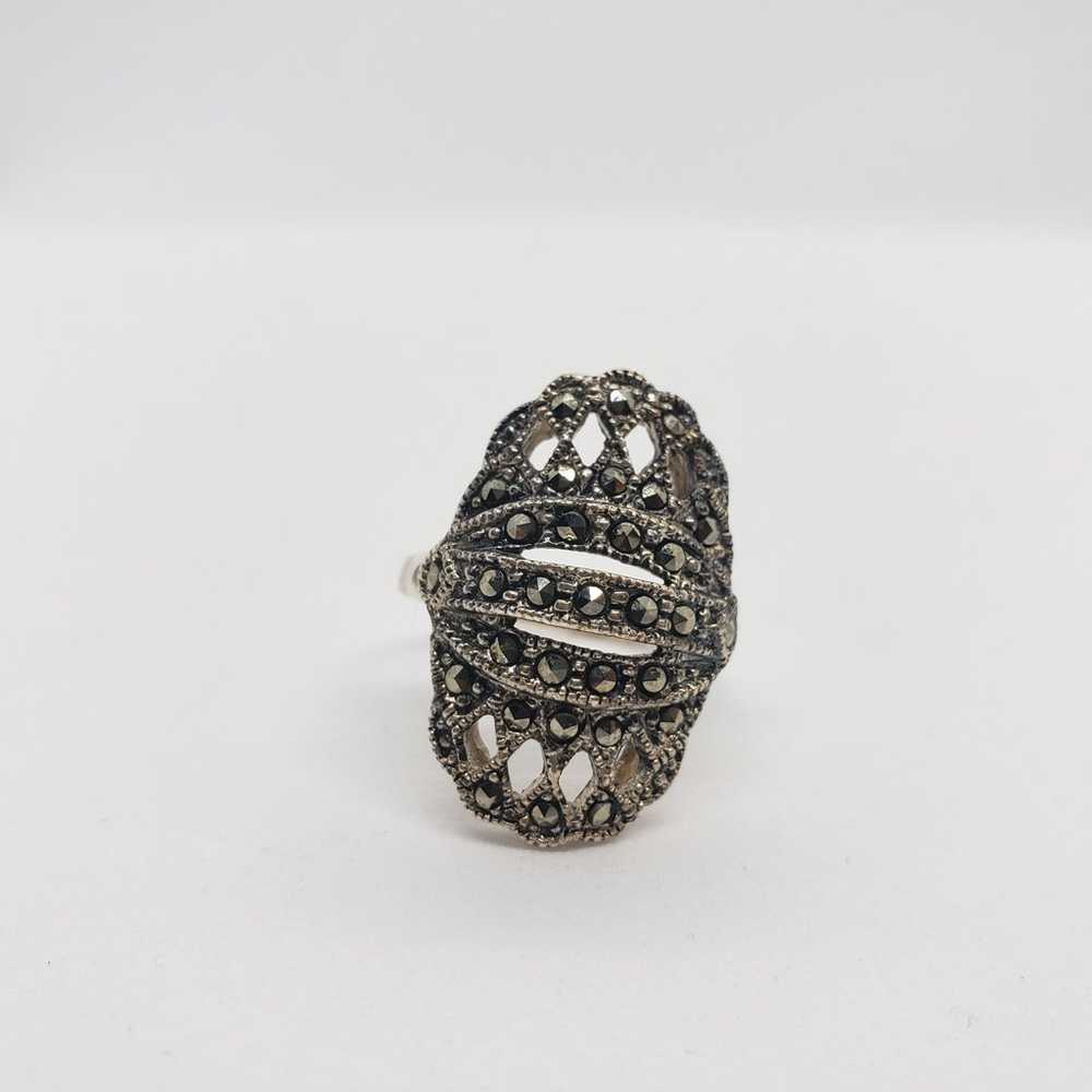 Vintage .925 Sterling Silver & Marcasite Swiss Pa… - image 2